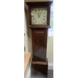19th century carved oak welsh 30 hour grandfather clock,