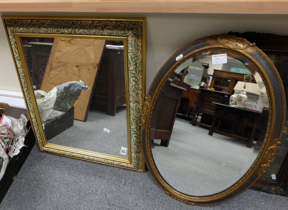 Modern decorative wall mirror and 1940's oval mirror