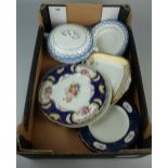 A collection of pottery to include blue and white plates, saucers, tureens,