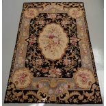 Chinese Needlepoint woolen rug  (black background ) 183cm x 122cm