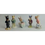 A collection of Royal Doulton Bunnykins to include Rise and Shine DB11, Boy Skater DB152,