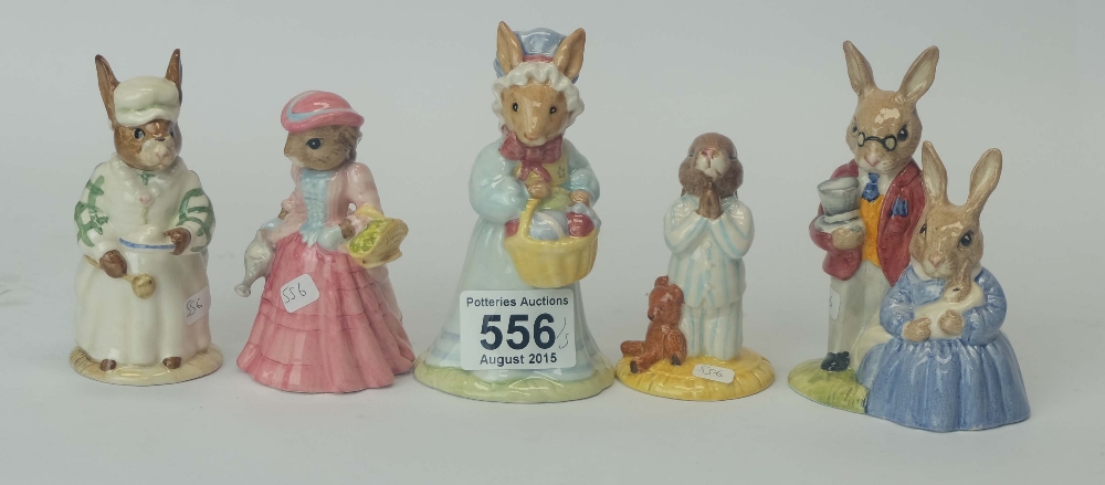 A collection of Royal Doulton Bunnykins to include Father, Mother and Victoria DB68,