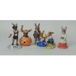 A collection of Royal Doulton Bunnykins to include Halloween DB132, Tyrolean Dancer DB242,