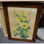 Oak framed painting of a still life scene