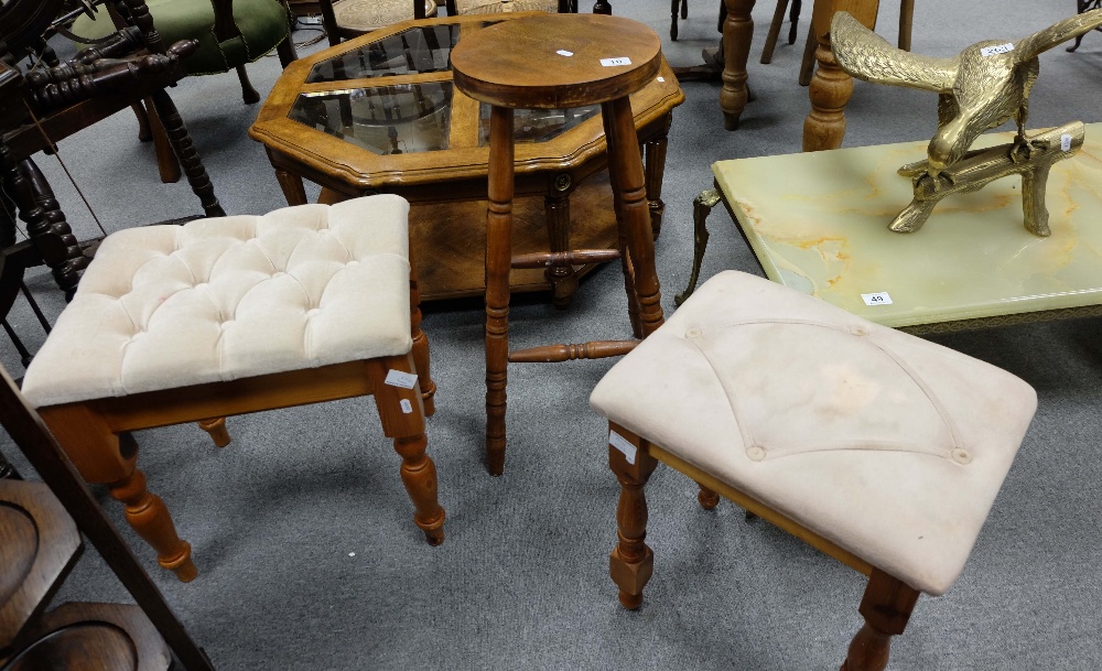 3 Assorted pine stools (3)