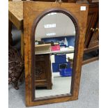 Victorian walnut inlaid wall mirror