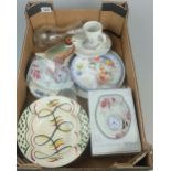 A collection of pottery including Coalport Snowman plates, Wedgwood Peter Rabbit cup and plate,