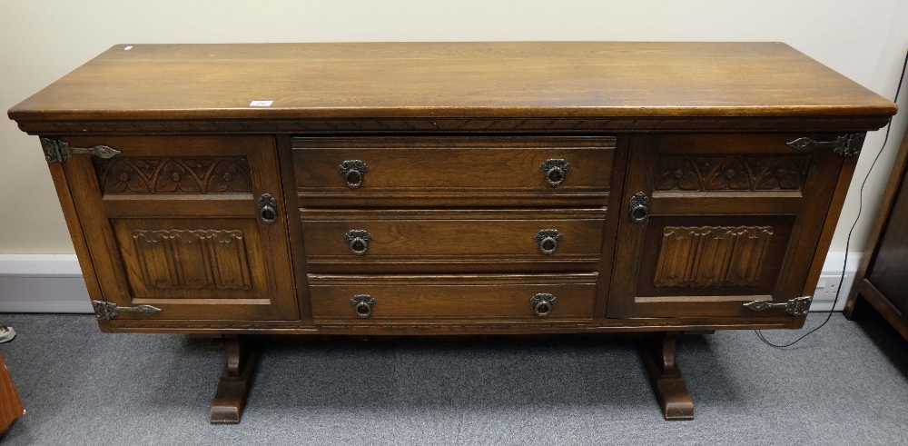 Reproduction Oak linen fold sideboard