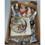 A collection of foreign figures including Sibsian porcelain figure of a boy,