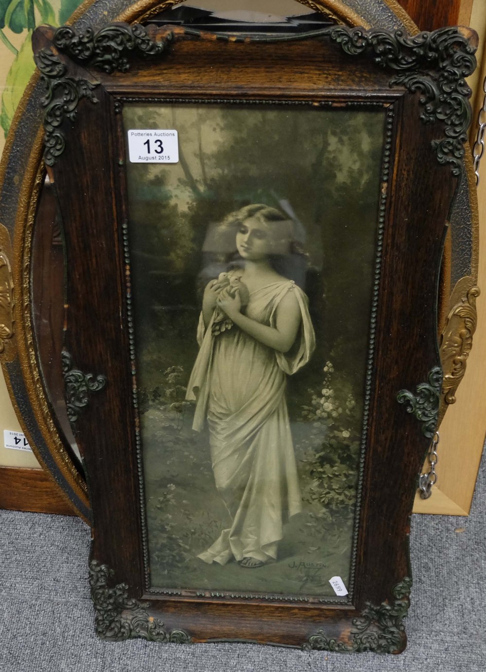 Oak framed art nouveau portrait