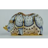 Royal Crown Derby paperweight White Rhino, limited edition for Sinclairs, Gold stopper,