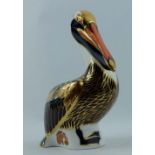 Royal Crown Derby paperweight Brown Pelican, limited edition of 500 for Hadleigh , Gold stopper,