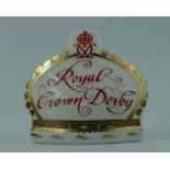 Royal Crown Derby paperweight Crown namestand, limited edition for 10 years,