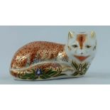 Royal Crown Derby paperweight Leicestershire Fox, limited edition for Wheeleres, Gold stopper,