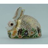 Royal Crown Derby paperweight Rowsley Rabbit, limited edition for Sinclairs, Gold stopper,
