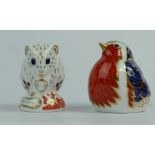 Royal Crown Derby paperweights Robin and Derby Doormouse,