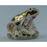 Royal Crown Derby paperweight Old Imari Frog, limited edition , Gold stopper,