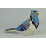Royal Crown Derby paperweight Blue Jay with gold stopper,
