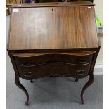 Edwardian mahogany serpentine fronted small ladies bureau