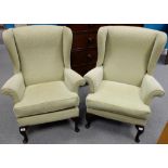 Pair of reproduction Dralon Queen Anne Armchairs