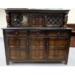 Reproduction quality oak linen fold court cupboard