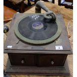 HMV Exhibition hand wind gramaphone in need of restoration