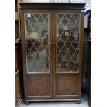 Reproduction oak linen fold 2 door bookcase