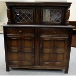 Reproduction quality oak linen fold court cupboard