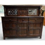 Reproduction quality oak linen fold court cupboard