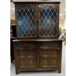 Reproduction quality oak linen fold court two door bookcase