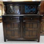 Reproduction quality oak linen fold court cupboard