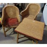Wicker conservator set including table and chairs (3)