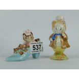 Beswick Beatrix Potter figures The Old woman who lived in a shoe and Amiable Guinea Pig ,