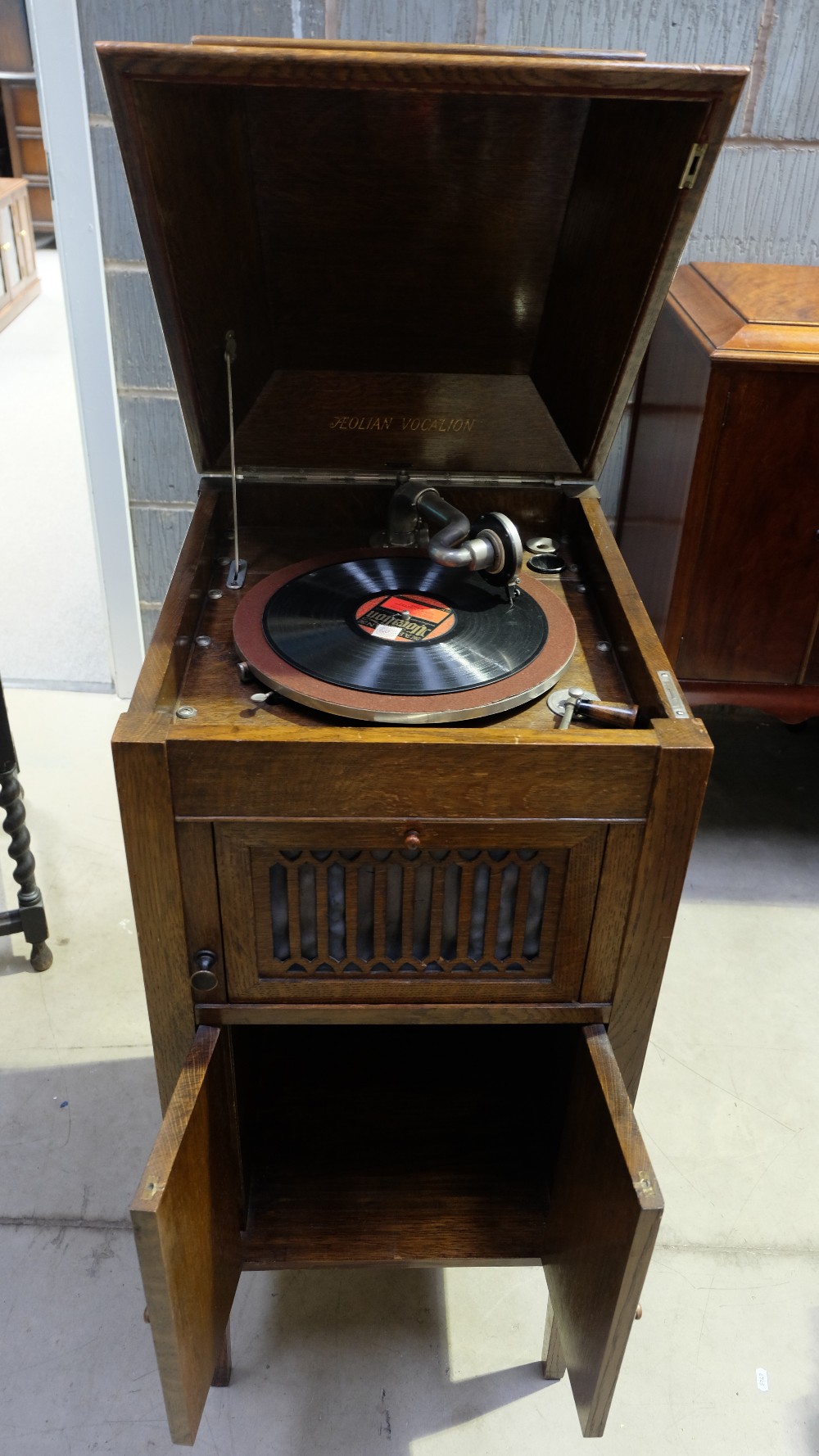 Oak Aeolian Vocalion floor standing gramophone
