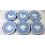 Wedgwood Blue Jasperware Christmas Plates for 1973, 1972, 1985, 1971,