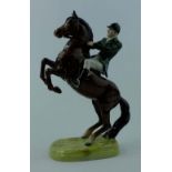 Beswick Huntsman on rearing brown horse 868 with green jacket (possible painted off the factory)