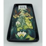 Moorcroft oblong tray decorated in the Lamia design, length 20cm,