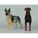 Beswick Doberman Pinscher Annastock Lance 2299 matt and Alsatian Ulrica of Brittas 969 (2)