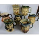 A collection of Kingston Pottery large character jugs of English Kings and Queens  (7)