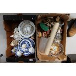 A large collection of mixed items to include Masons Willow blue and white items, Glassware,