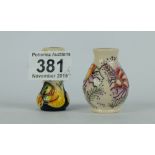 Moorcroft miniature trial vase decorated with beetles and another decorated with bees, height 5.