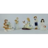 A collection of Royal Doulton figures My Teddy HN2177, Innocence HN3738, Golden Days HN2274,