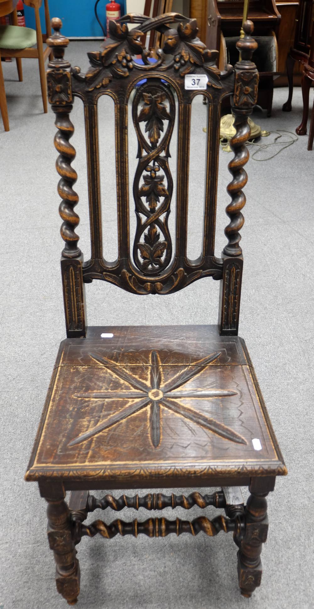 Victorian oak hall chair