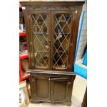 Oak corner display unit in the priory style (2 piece)