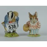 Beswick Beatrix Potter figures Tommy Brock and Mrs Tittlemouse,