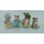 A collection of Beswick Beatrix Potter figures to include Benjamin Bunny BP3b, Timmy Willie BP3a,