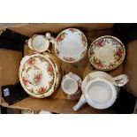 A collection of Royal Albert Old Country Rose dinnerware to include plates, bowls, cups,