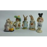 A collection of Beswick Beatrix Potter figures to include Mrs Flopsy Bunny and Mrs Rabbit Cooking