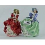 Royal Doulton figures Top O' The Hill HN1833 (colourway) and Top O' The Hill HN1834 (restored