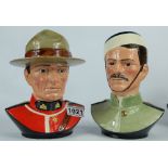 Royal Doulton pair of busts The Royal Canadian Mounted Police HN2547 (one in prototype green colour